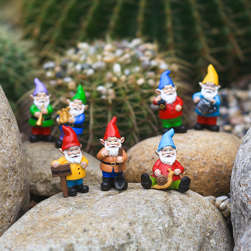 Bonsai Garden Desk - 7 adet/takım minyatür komik Gnome reçine