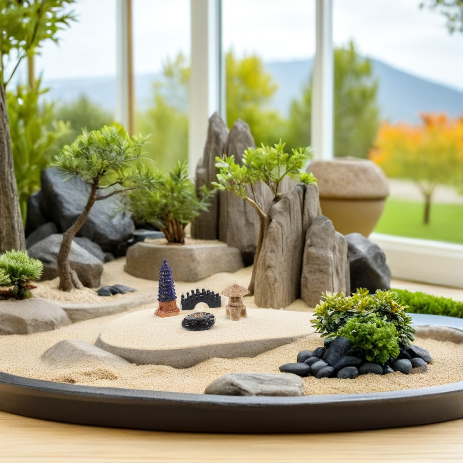 4 Parça Mini Japon Pagoda Heyk - Bonsai Garden Desk incelemesi ve fiyatı
